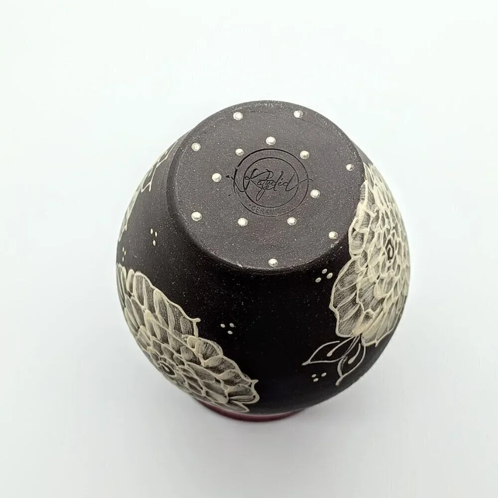 Kate Hevers Studio Art Pottery Raspberry Rose Vase